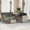Image de vidaXL Canapé de jardin et table et coussins en forme de L gris clair 369032