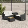 Image de vidaXL Canapé de jardin avec table et coussins en forme de L noir canapé dextérieur canapé dextérieur en forme de L 369036