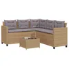 Image de vidaXL Canapé de jardin avec table et coussins en forme de L beige canapé dextérieur canapé dextérieur en forme de L 369042