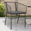 Image de vidaXL Chaises de jardin lot de 2 avec coussins noir résine tressée siège de jardin chaise de patio chaise à manger de 369100