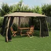 Image de vidaXL Tonnelle avec double toit et parois en filet taupe acier 368453