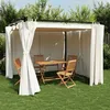 Image de vidaXL Tonnelle avec rideaux crème 3x3 m acier tonnelle de jardin tonnelle de patio pavillon de jardin 4003917