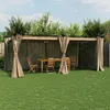 Image de vidaXL Tonnelle avec rideaux taupe 6x3 m acier tonnelle de jardin tonnelle de patio pavillon de jardin 4003922