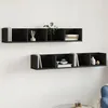 Image de vidaXL Armoires Murales 2 pcs Étagères Suspendues avec Rangement Meubles Flottants de Salon Salle de Séjour Moderne Noir 840446