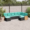 Image de vidaXL Salon de jardin 9 pcs avec coussins noir résine tressée 3228220