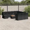 Image de vidaXL Salon de jardin avec coussins 13 pcs noir résine tressée 3223983