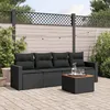 Image de vidaXL Salon de jardin 5 pcs avec coussins noir résine tressée 3223997