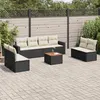 Image de vidaXL Salon de jardin 9 pcs avec coussins noir résine tressée 3224082