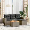 Image de vidaXL Salon de jardin 5 pcs avec coussins gris résine tressée 3224093