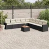 Image de vidaXL Salon de jardin 10 pcs avec coussins noir résine tressée 3224166