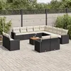 Image de vidaXL Salon de jardin avec coussins 14 pcs noir résine tressée 3224397