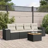 Image de vidaXL Salon de jardin 5 pcs avec coussins noir résine tressée 3225321