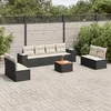 Image de vidaXL Salon de jardin 9 pcs avec coussins noir résine tressée 3225405