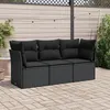 Image de vidaXL Salon de jardin 3 pcs avec coussins noir résine tressée 3249044