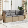 Image de vidaXL Salon de jardin avec coussins 3 pcs beige résine tressée 3249048