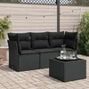 Image de vidaXL Salon de jardin 4 pcs avec coussins noir résine tressée 3249054