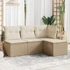 Image de vidaXL Salon de jardin avec coussins 4 pcs beige résine tressée 3249337