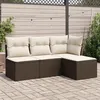 Image de vidaXL Salon de jardin 4 pcs avec coussins marron résine tressée 3249342