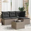 Image de vidaXL Salon de jardin 5 pcs avec coussins gris résine tressée 3249349