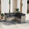 Image de vidaXL Salon de jardin 5 pcs avec coussins gris clair résine tressée 3249461