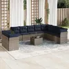 Image de vidaXL Salon de jardin 11 pcs avec coussins noir résine tressée 3249654