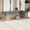 Image de vidaXL Salon de jardin 11 pcs avec coussins beige résine tressée 3250048