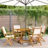 Image de vidaXL Chaises de jardin pliantes lot de 4 tissu et bois massif siège de jardin chaise de patio chaise à manger de 3214574