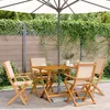 Image de vidaXL Chaises de jardin pliantes lot de 4 beige tissu et bois massif siège de jardin chaise de patio chaise à manger de 3214583