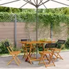 Image de vidaXL Chaises de jardin pliantes lot de 4 noir poly rotin bois massif siège de jardin chaise de patio chaise à manger de