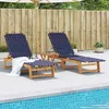 Image de vidaXL Chaises longues lot de 2 bleu bois dacacia solide et tissu 3214212