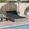 Image de vidaXL Chaise longue double avec coussins gris clair résine tressée 368633