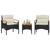 Image de vidaXL Salon de jardin 3 pcs avec coussins noir résine tressée ensemble de canapés dextérieur salon de jardin ensemble 368404