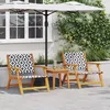 Image de Chaises de jardin vidaXL avec table 3 pcs Noir et Blanc en acacia massif 3214436