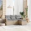 Image de vidaXL Salon de jardin avec coussins 4 pcs beige résine tressée 3220068