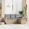 Image de vidaXL Salon de jardin avec coussins 4 pcs beige résine tressée 3221268