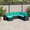 Image de vidaXL Salon de jardin 7 pcs avec coussins noir résine tressée 3222896