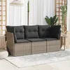 Image de vidaXL Salon de jardin avec coussins 3 pcs gris résine tressée 3217210