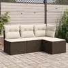Image de vidaXL Salon de jardin 4 pcs avec coussins marron résine tressée 3217503
