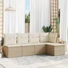 Image de vidaXL Salon de jardin avec coussins 5 pcs beige résine tressée 3217518