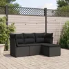 Image de vidaXL Salon de jardin 4 pcs avec coussins noir résine tressée 3217535