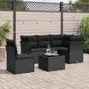 Image de vidaXL Salon de jardin 6 pcs avec coussins noir résine tressée 3217645