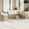 Image de vidaXL Salon de jardin avec coussins 10 pcs beige résine tressée 3217848
