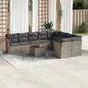 Image de vidaXL Salon de jardin avec coussins 10 pcs gris résine tressée 3218180