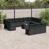 Image de vidaXL Salon de jardin avec coussins 14 pcs noir résine tressée 3218395