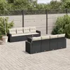 Image de vidaXL Salon de jardin 9 pcs avec coussins noir résine tressée 3218736