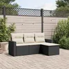 Image de vidaXL Salon de jardin 4 pcs avec coussins noir résine tressée 3218856