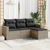 Image de vidaXL Salon de jardin 4 pcs avec coussins gris clair résine tressée 3218862
