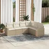 Image de vidaXL Salon de jardin avec coussins 6 pcs beige résine tressée 3218998