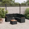 Image de vidaXL Salon de jardin 6 pcs avec coussins noir résine tressée 3225964