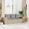 Image de vidaXL Salon de jardin avec coussins 3 pcs beige résine tressée 3254596